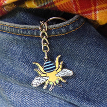 Load image into Gallery viewer, Blue-banded Bee Keychain
