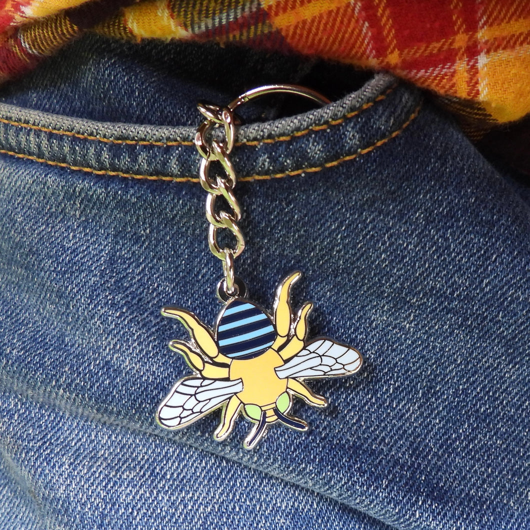 Blue-banded Bee Keychain