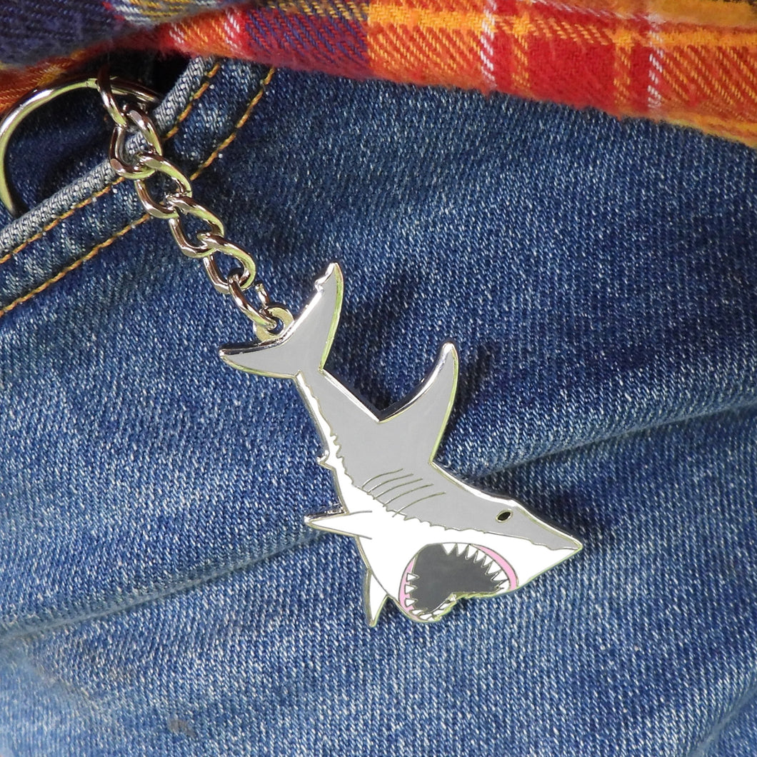 Metal Shark Tooth Keychain in Pewter Handmade Animal Fang Key Metal Shark Tooth Keychain in Pewter Handmade Animal Fang Key