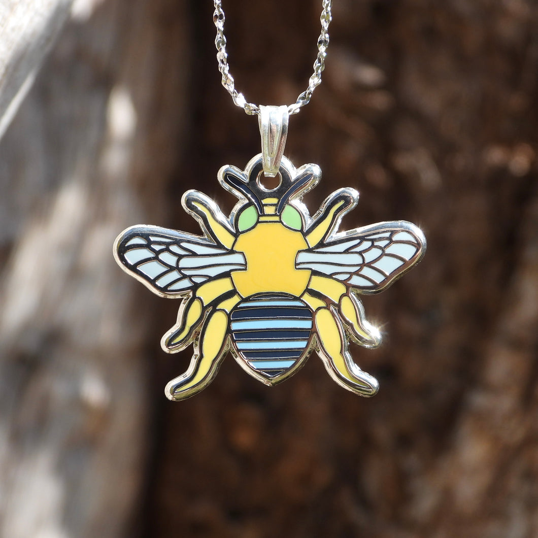 Blue-banded Bee Pendant