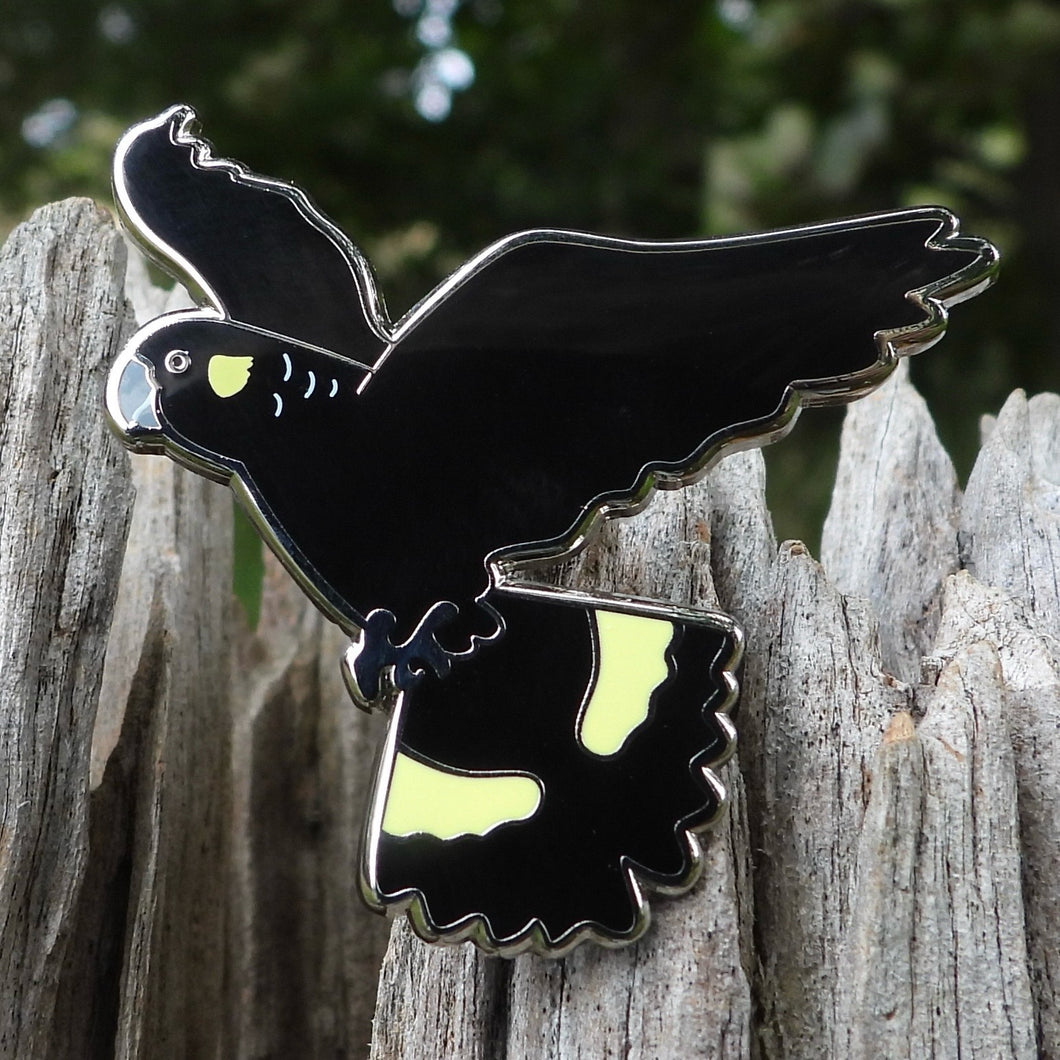 Yellow-tailed Black Cockatoo pin