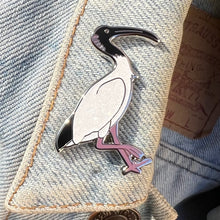 Load image into Gallery viewer, Australian White Ibis pin ‘Glitter edition’
