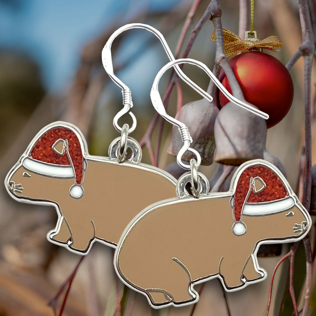 Wombat Santa earrings