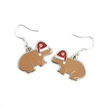 Load image into Gallery viewer, Wombat Santa earrings
