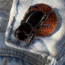 Load image into Gallery viewer, Dung Beetle Pin with glitter

