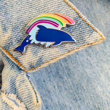 Load image into Gallery viewer, Rainbow Rider Dolphin pin
