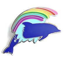 Load image into Gallery viewer, Rainbow Rider Dolphin pin
