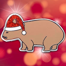 Load image into Gallery viewer, Wombat Santa Christmas pin
