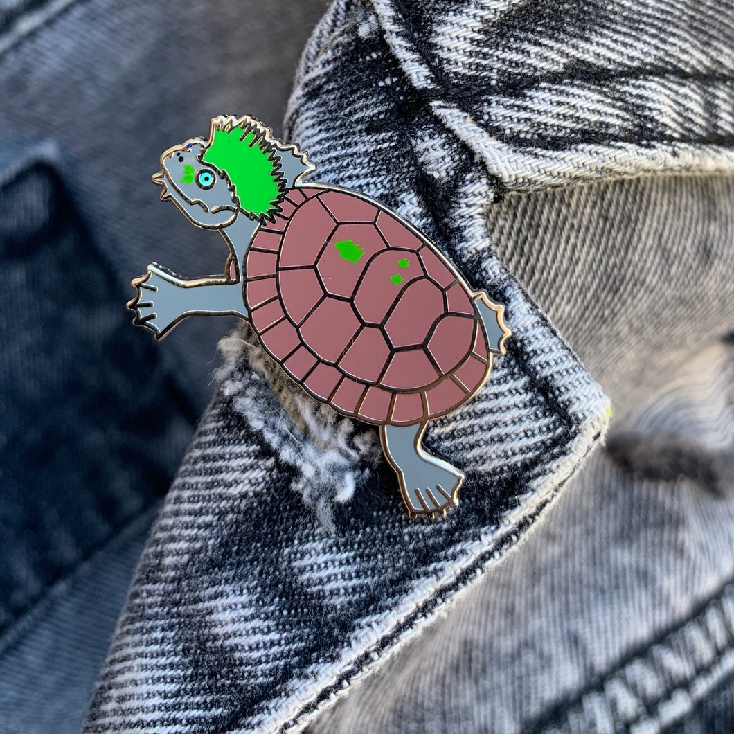 Punk Rock Turtle pin